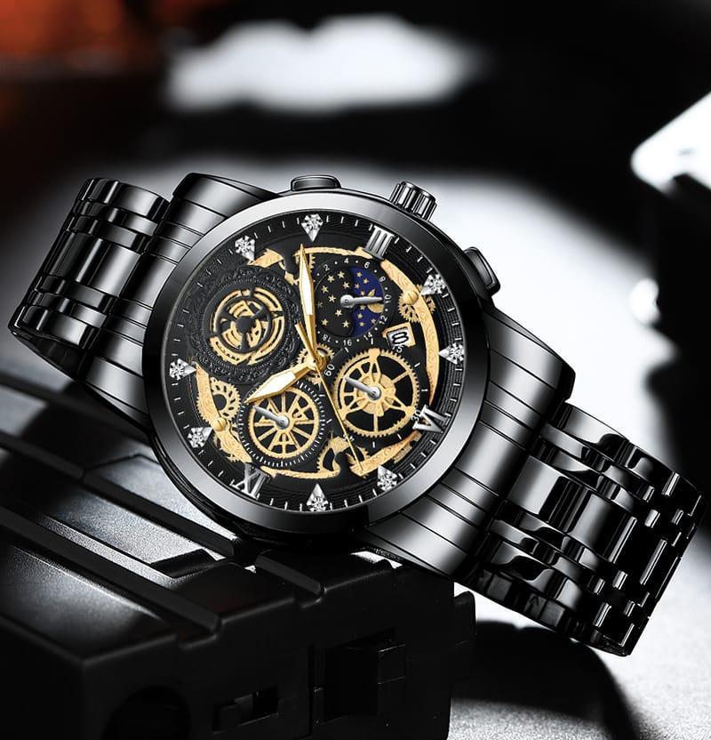 Stainless Steel Chronograph Quartz Watch – Water Resistant | Men's Luxury Timepiece .