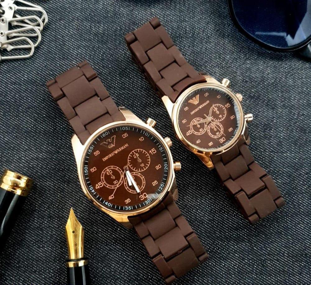 Couple Chronograph Watches – Stainless Steel | 2-Piece | Multicolor Desig