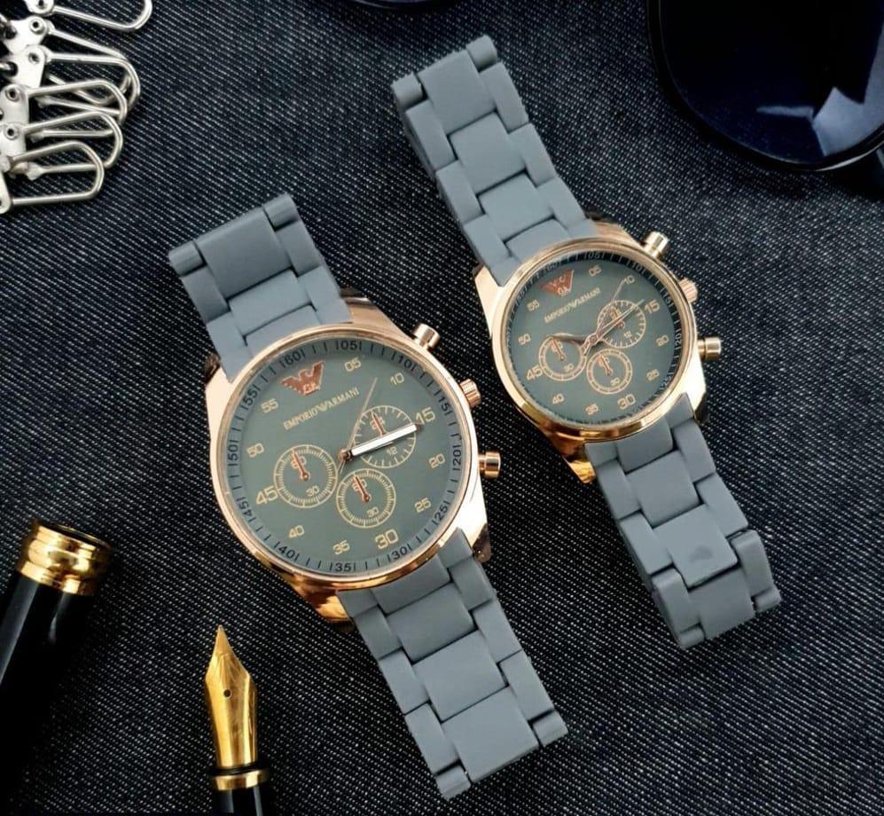 Couple Chronograph Watches – Stainless Steel | 2-Piece | Multicolor Desig