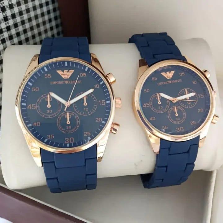 Couple Chronograph Watches – Stainless Steel | 2-Piece | Multicolor Desig