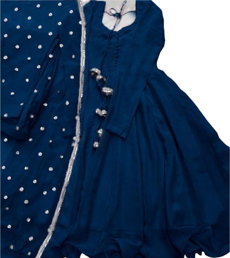 Elegant Round Style Chiffon Embroidered Suit – 3 Piece