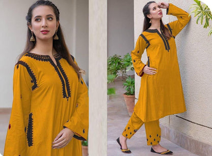 Premium Linen Embroidered 2-Piece Suit