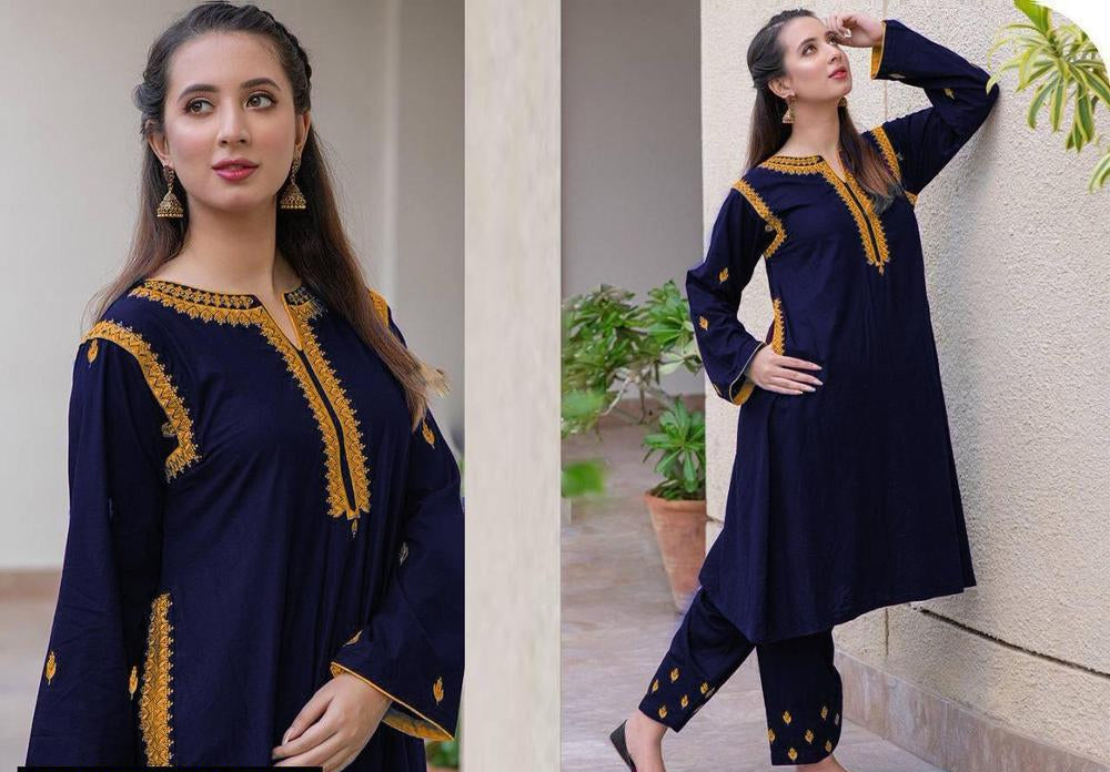 Premium Linen Embroidered 2-Piece Suit