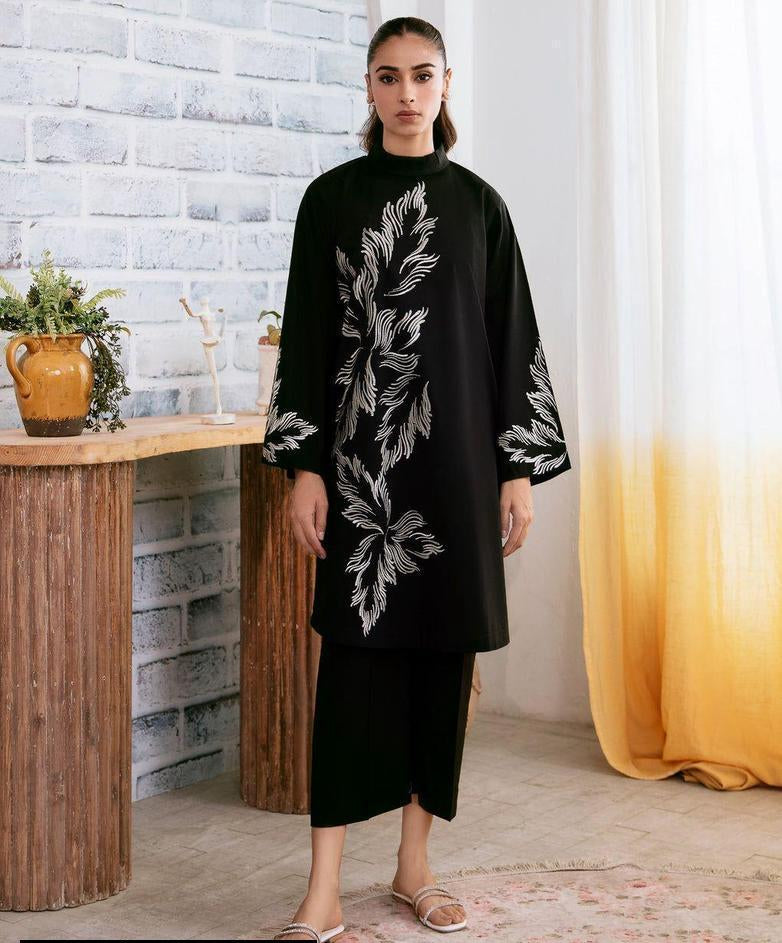 Black Printed Linen 3-Piece Outfit
