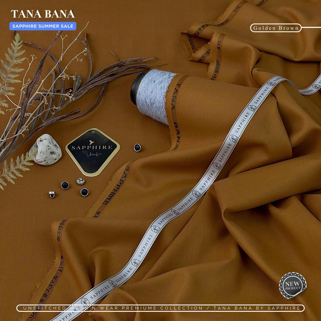 Men’s Golden Wash and Wear Suit – Unstitched Summer Fabric .