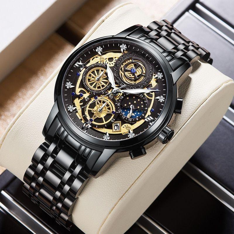 Stainless Steel Chronograph Quartz Watch – Water Resistant | Men's Luxury Timepiece .