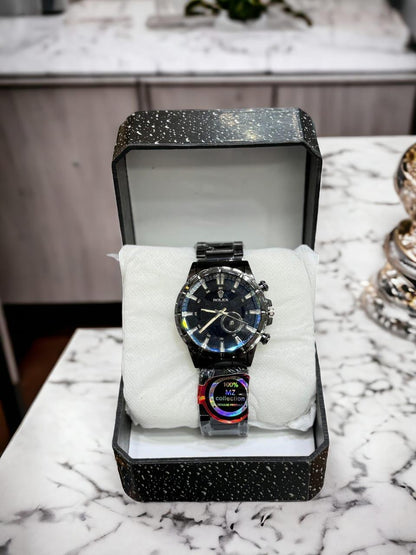 Black Stainless Steel Chain Watch – Sleek & Stylish Timepiece for Men .