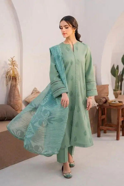 Light green Embroidered Lawn Suit – 3 Piece Unstitched Summer Collection for Women .