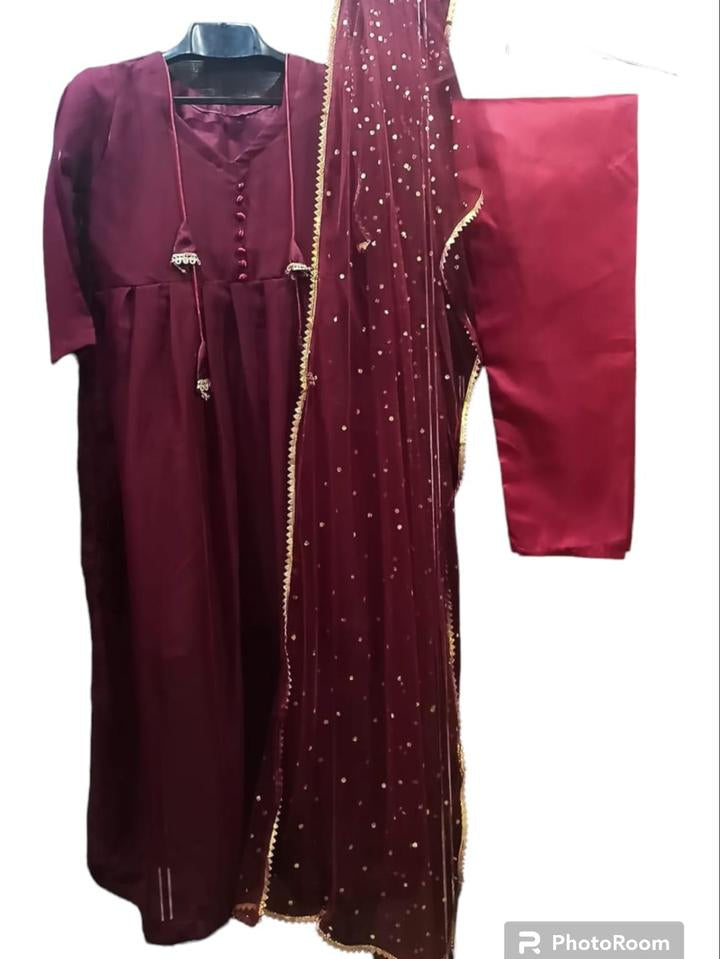 Elegant Round Style Chiffon Embroidered Suit – 3 Piece
