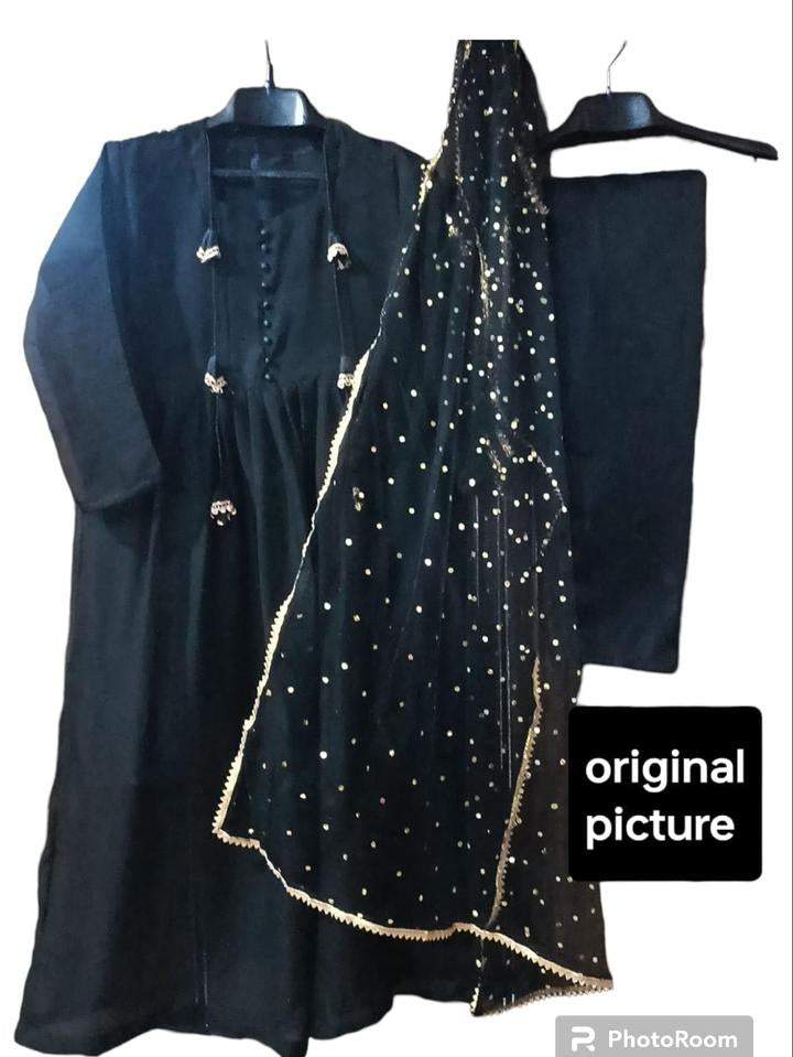 Elegant Round Style Chiffon Embroidered Suit – 3 Piece