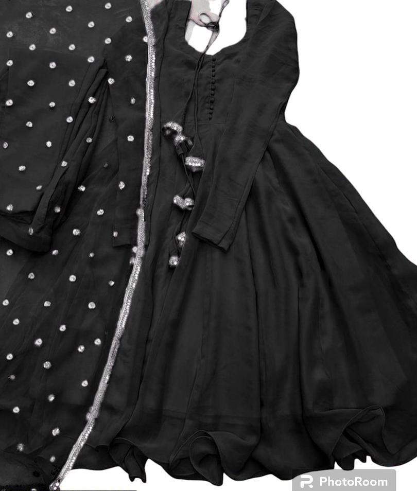 Elegant Round Style Chiffon Embroidered Suit – 3 Piece