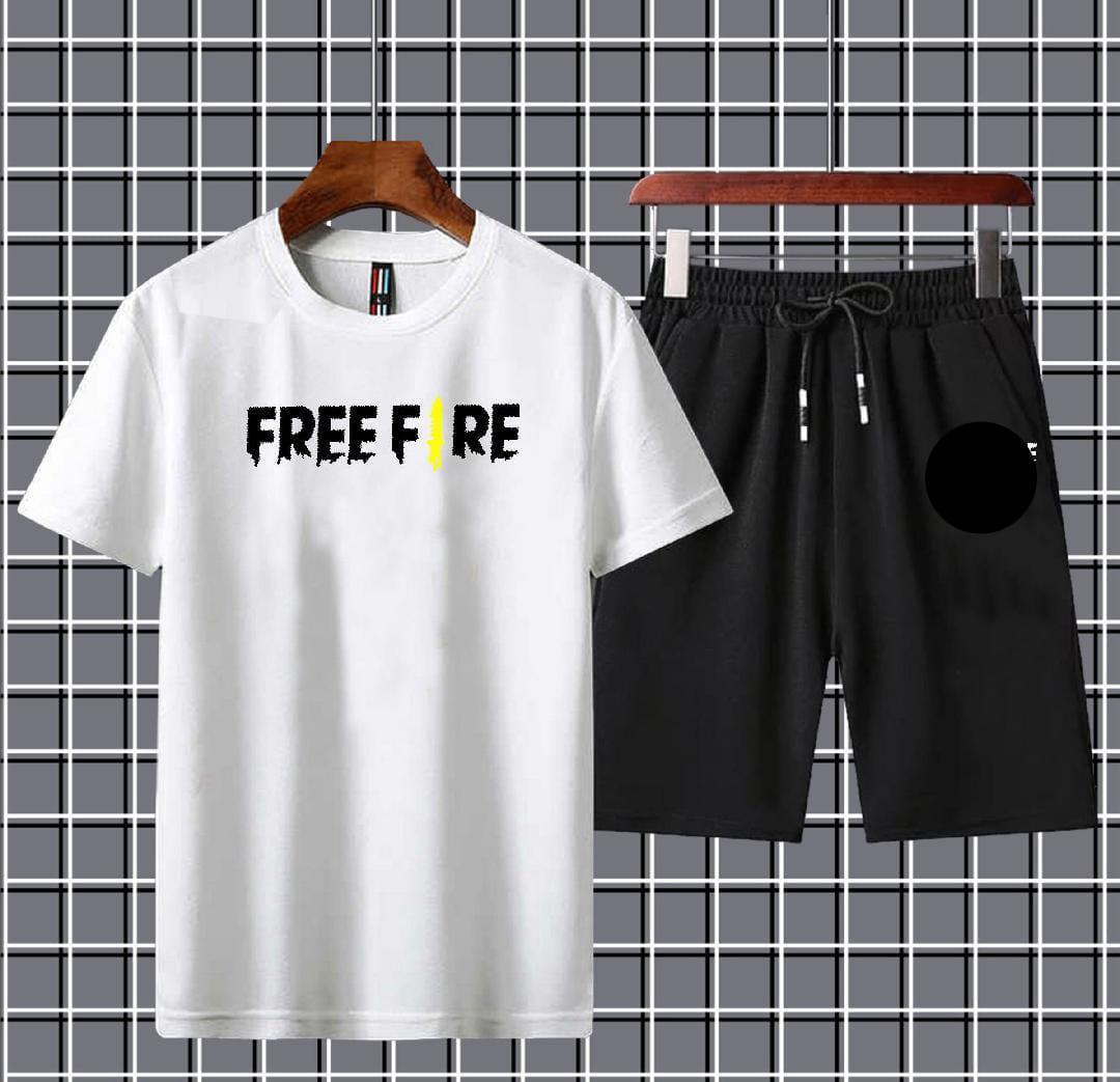 Printed Tracksuit Set – T-Shirt & Shorts | Micro Interlock Fabric | Black