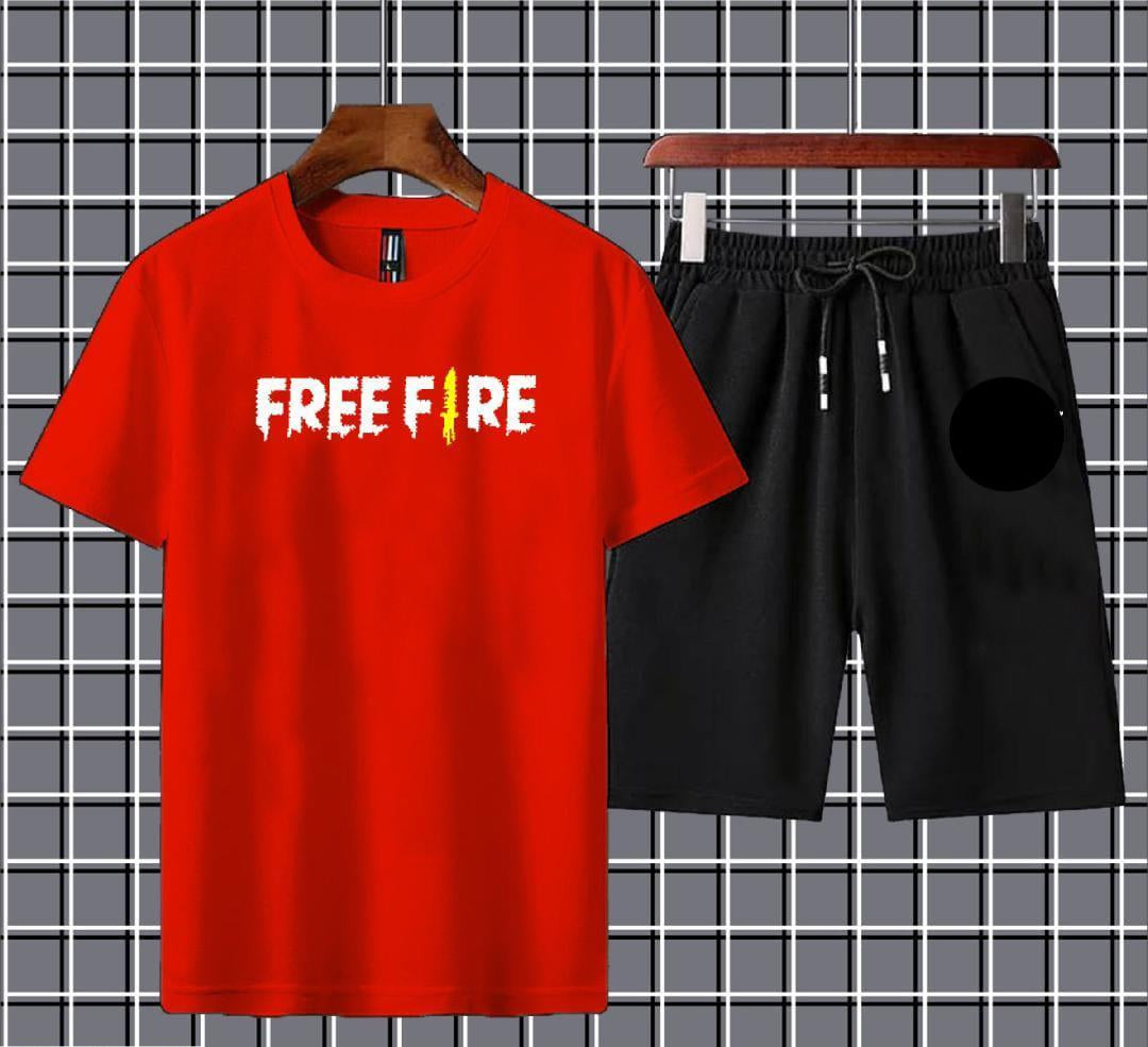 Printed Tracksuit Set – T-Shirt & Shorts | Micro Interlock Fabric | Black