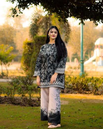 Timeless Black Raw Silk 2-Piece Suit .