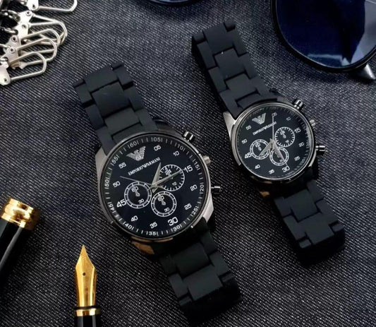 Couple Chronograph Watches – Stainless Steel | 2-Piece | Multicolor Desig