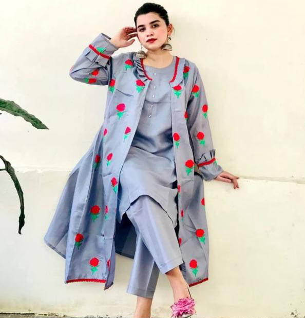 Fancy Silk Gown With Trouser – Luxury 2-Piece Formal Set for Women