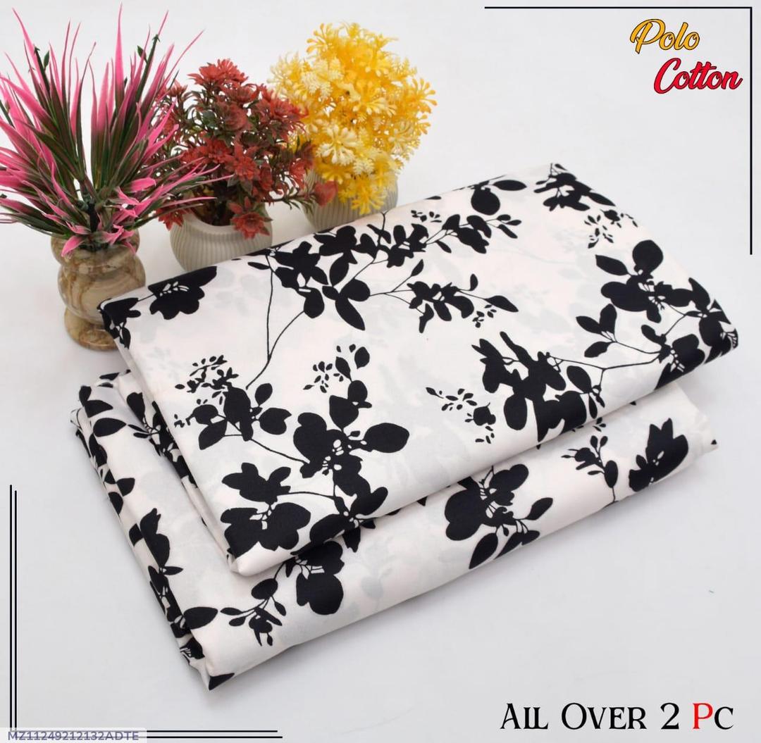 2-Piece Polo Cotton Printed Suit – Elegant Black